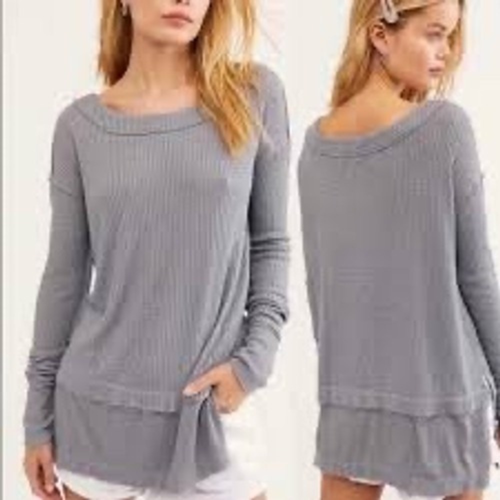 We The Free by Free‎ People North Shore Thermal Tunic In Gray Size Small
